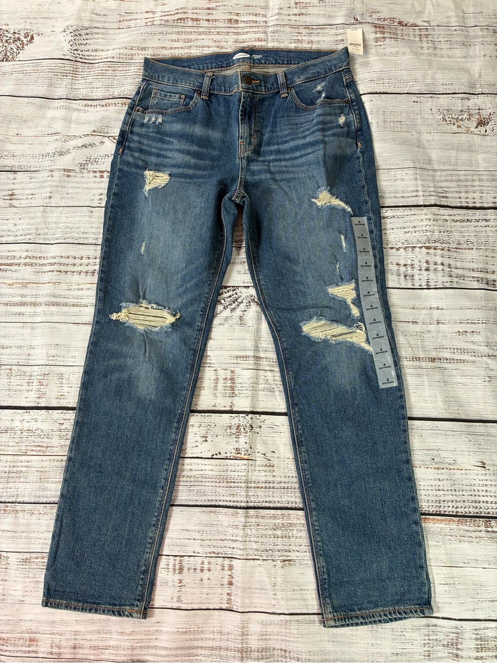 Old Navy Boyfriend Jeans Women’s 4 Mid Rise Distressed Straight